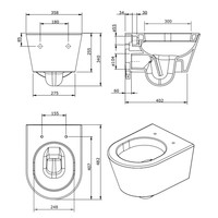 Wandtoilet Sanindusa Urb.y Rimfree Keramiek Exclusief Zitting Wit