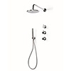Regendoucheset Inbouw Bongio Squadra met Thermostaatkraan met Losse Stopkranen, Douchearm en Handdoucheset Chroom
