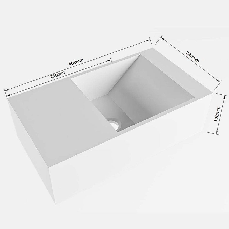 Fontein Mondiaz Tyne 40 cm Solid Surface Positie Rechts Zonder Kraangat Urban