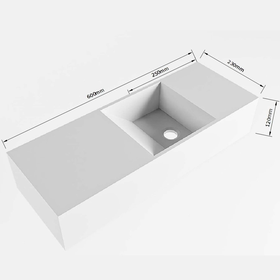 Fontein Mondiaz Tyne 60 cm Solid Surface Positie Rechts Zonder Kraangat Urban