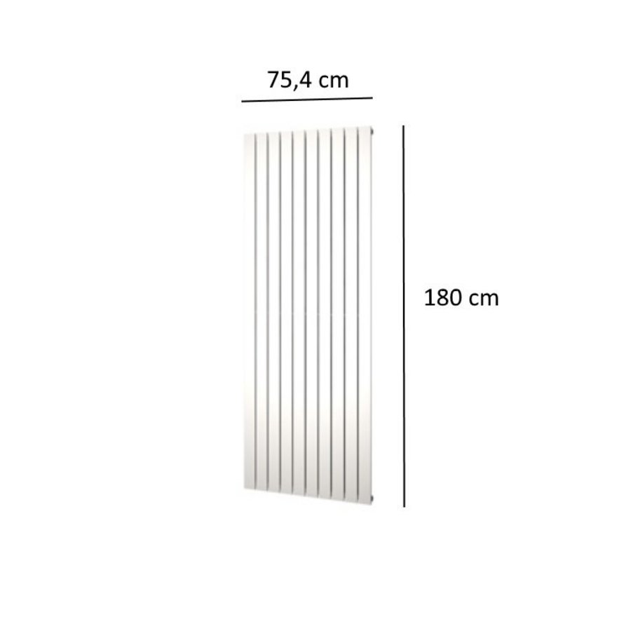 Designradiator Plieger Cavallino Retto Enkel 1506 Watt Middenaansluiting 180x75,4 cm Mat Zwart