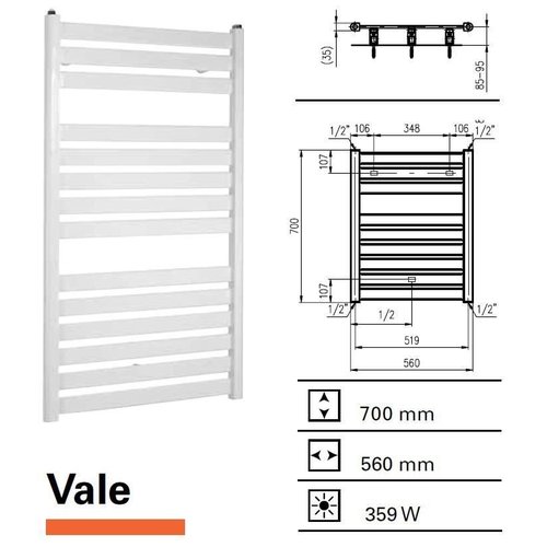 Designradiator Vale 700 x 560 mm Mat Zwart 