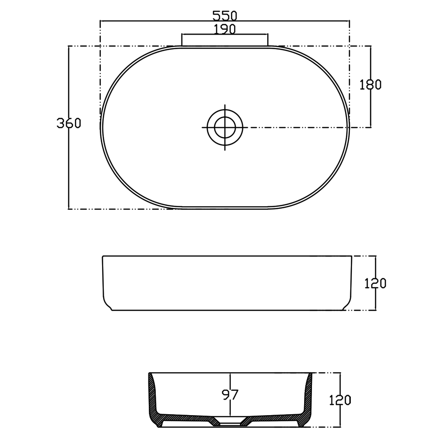 Wastafel Sapho Infinity 55x36 cm Wit