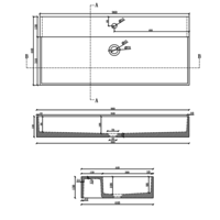 Wastafel Sapho Quadrado 96x44 cm Zwart