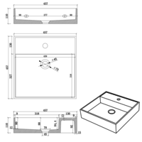 Wastafel Sapho Quadrado 46x46 cm Zwart