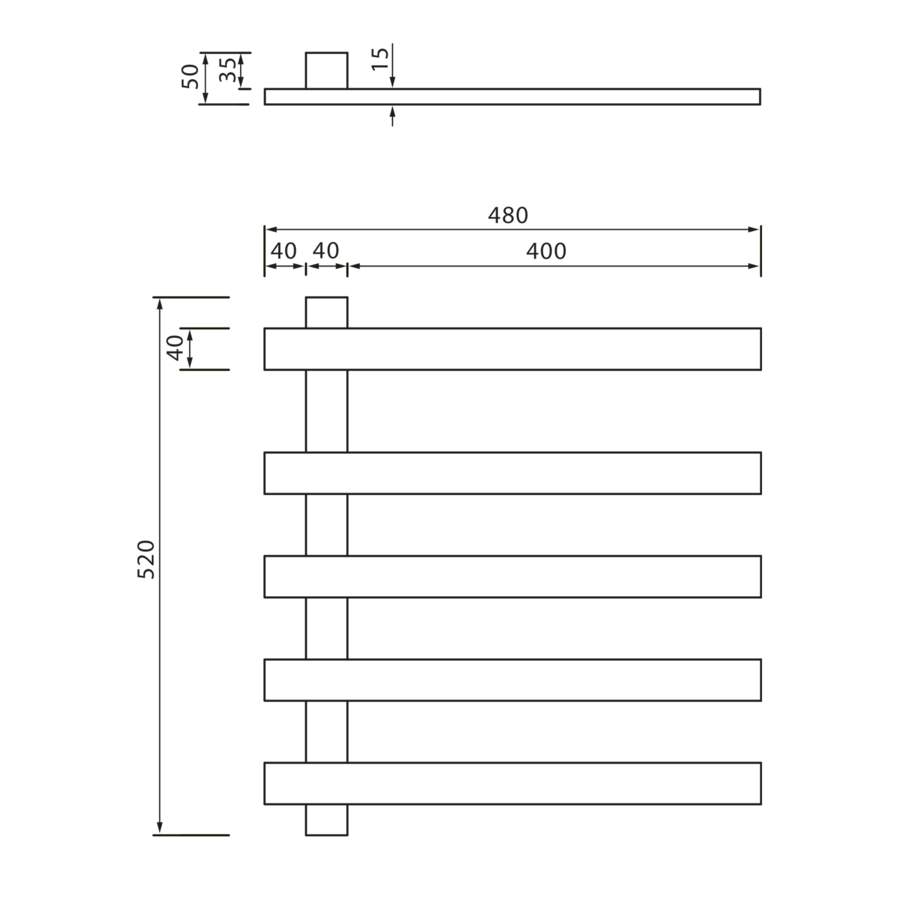 Handdoekradiator Sapho Elcor 48x52 cm 63 Watt Mat Wit