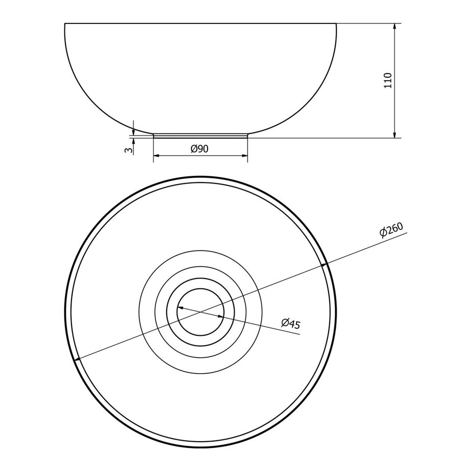 Waskom Sapho Minor Rond 26 cm Wit