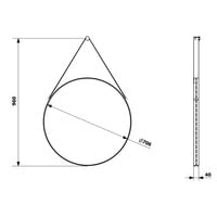 Badkamerspiegel Sapho Orbiter Rond met Leren Band 70 cm Zwart