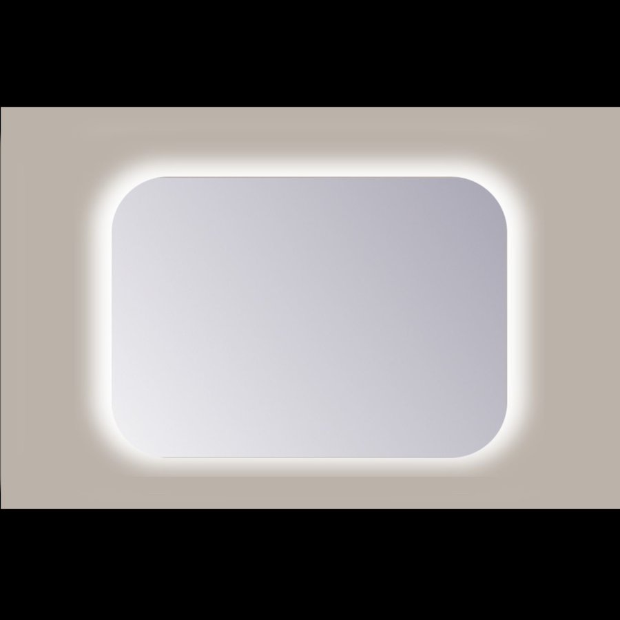 Spiegel Rechthoek Sanicare Q-Mirrors Afgeronde Hoeken 60x70 cm PP Geslepen LED Warm White Met Sensor