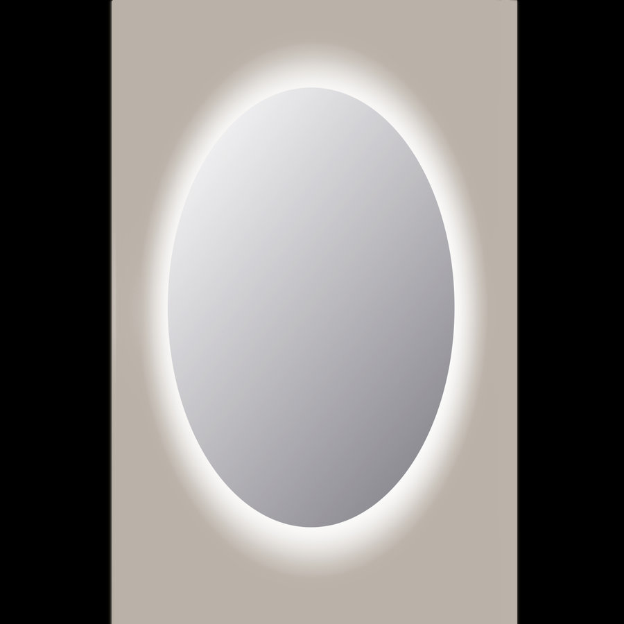 Spiegel Ovaal Sanicare Q-Mirrors 100x70 cm PP Geslepen LED Warm White Zonder Sensor