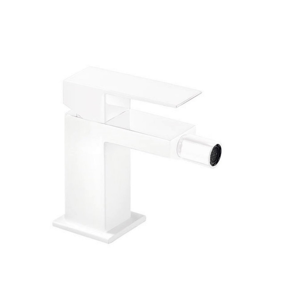 Bidetmengkraan Tres Cuadro Exclusive met Hendel Korte Uitloop 10 cm Mat Wit