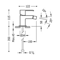 Bidetmengkraan Tres Cuadro Exclusive met Hendel Korte Uitloop 10 cm Mat Wit