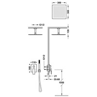 Regendoucheset Inbouw Tres Cuadro Exclusive Met Plafondarm en Handdoucheset met Staafhanddouche RVS