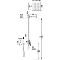 Regendoucheset Inbouw Tres Cuadro Exclusive Met Wandarm en Handdoucheset met Staafhanddouche Mat Zwart