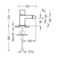 Bidetmengkraan Tres Cuadro Exclusive met Draaiknop Korte Uitloop 10 cm RVS
