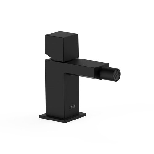 Bidetmengkraan Tres Cuadro Exclusive met Draaiknop Korte Uitloop 10 cm Mat Zwart 
