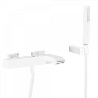 Badmengkraan Tres Cuadro Exclusive Opbouw Vierkant Korte Gebogen Uitloop Mat Wit