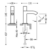 Fonteinkraan Tres Cuadro Exclusive Vierkant 1 Waterleiding of Voormengsysteem Mat Wit