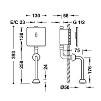 Urinoir Bedieningsplaat Tres Tempo Standard Elektronisch Houtlook RVS