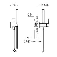 Handdoekhouder t.b.v. bidetmengkraan Tres Cuadro Exclusive Mat Wit