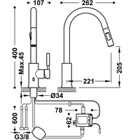 Elektronische Keukenkraan Tres Tempo Standard met Omstel en Hendel RVS