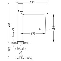 Wastafelmengkraan Tres Loft 1-Knop Uitloop Recht 19,6 cm Rond RVS