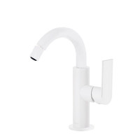 Bidetmengkraan Tres Loft Colors 1-Hendel Bidet Uitloop Gebogen 16,5 cm Rond Mat Wit