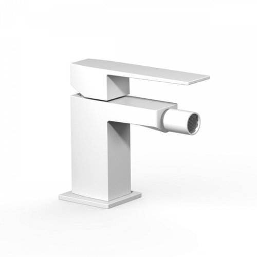 Bidetmengkraan Tres Slim Exclusive 1-Hendel Uitloop Recht Vierkant Mat Wit 