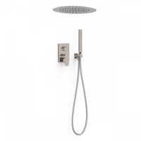 Regendoucheset Inbouw Tres Project Rond 38 cm Met Plafonddouche en Handdoucheset met Staafhanddouche Rapid Box RVS