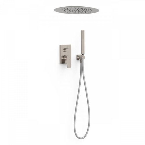 Regendoucheset Inbouw Tres Project Rond 38 cm Met Plafonddouche en Handdoucheset met Staafhanddouche Rapid Box RVS 