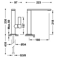 Wastafelmengkraan Tres Project 1-Hendel Uitloop Recht 21,8 cm Rond RVS