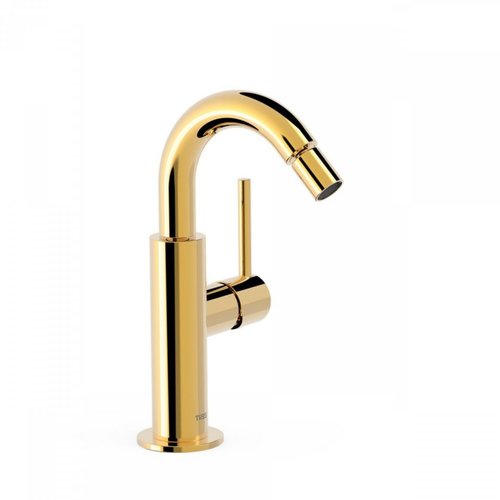 Bidetmengkraan Tres Study Exclusive Hendel Uitloop Gebogen 16,5 cm Rond Goud 