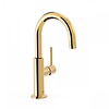 Wastafelmengkraan Tres Study Exclusive 27,5 cm met Hendel Uitloop Gebogen Rond Goud