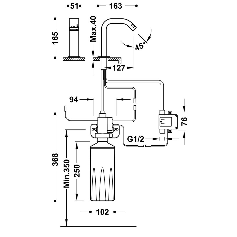 Elektronische Fonteinkraan met Zeepdispenser Tres Tempo Standard Vierkant Chroom