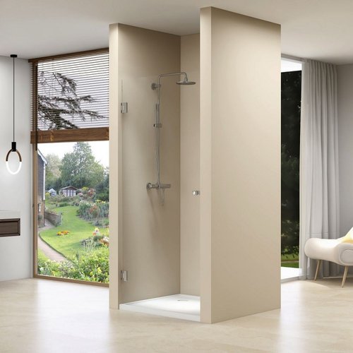 Nisdeur Van Rijn ST01 Profielloos 70x200 cm Helder Glas 8 mm Chroom 