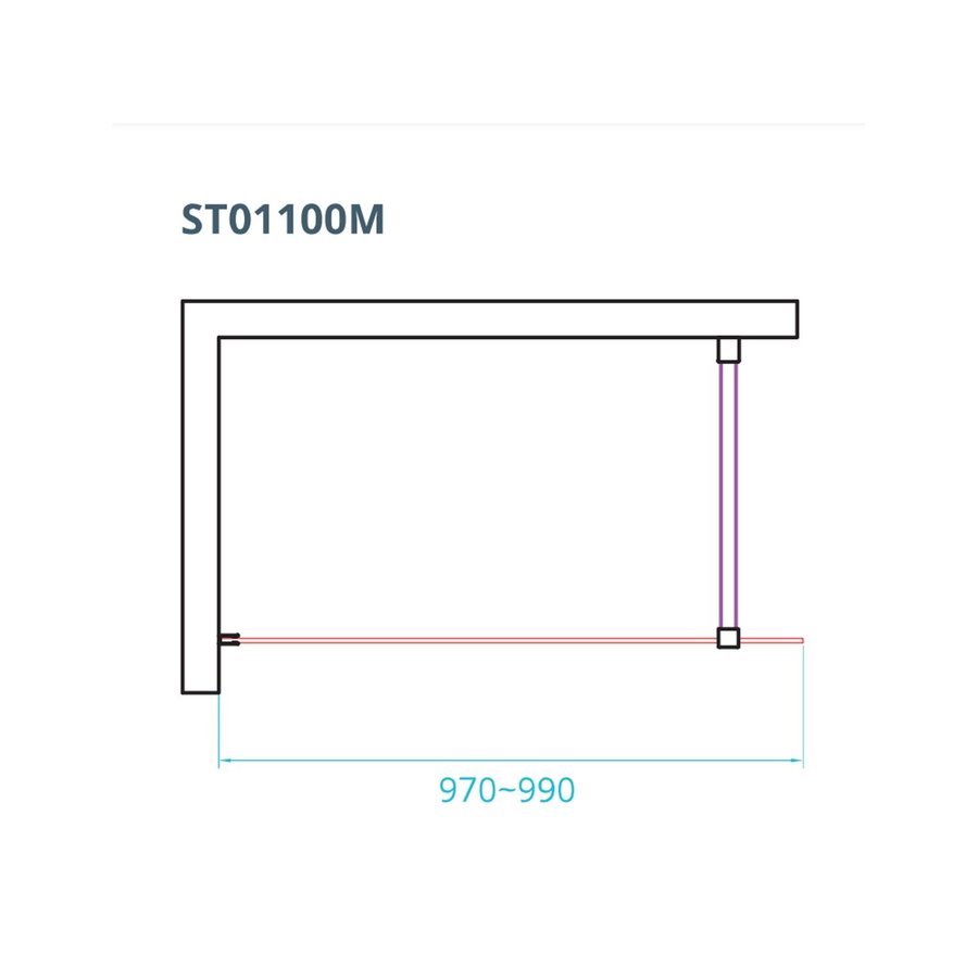 Inloopdouche Van Rijn ST01 Met Stabilisatiestang 100x200 cm Rookglas 8 mm Chroom