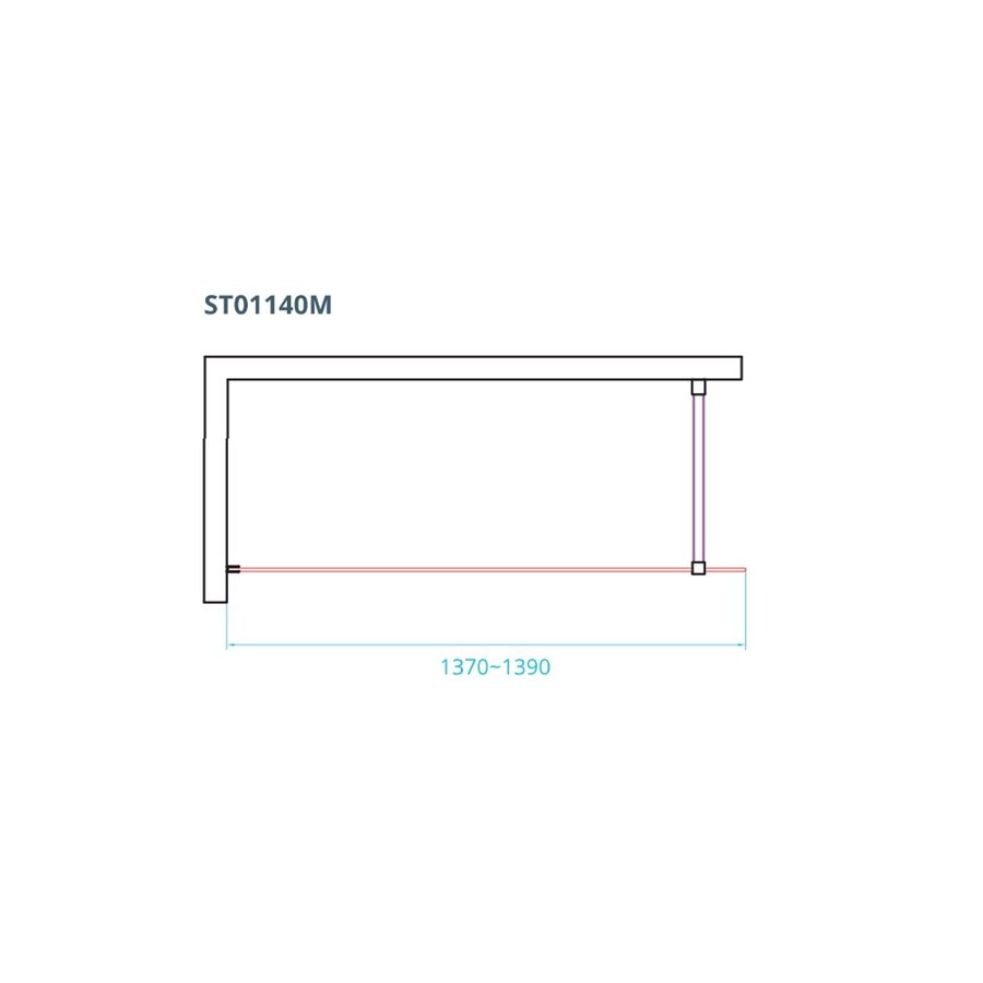 Inloopdouche Van Rijn ST01 Met Stabilisatiestang 140x200 cm Helder Glas 8 mm Chroom