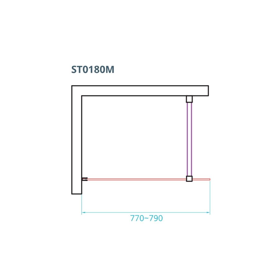 Inloopdouche Van Rijn ST01 Met Middenband En Stabilisatiestang 80x200 cm 8 mm Chroom