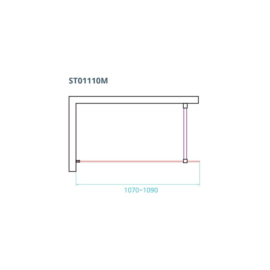 Inloopdouche Van Rijn ST01 Met Stabilisatiestang 110x200 cm Helder Glas 8 mm RVS