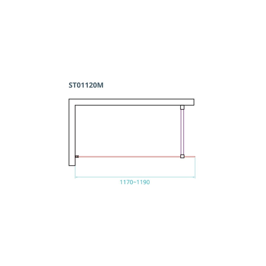 Inloopdouche Van Rijn ST01 Met Stabilisatiestang 120x200 cm Helder Glas 8 mm RVS