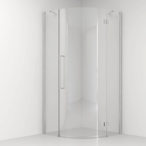 Douchecabine Van Rijn ST05 Kwartrond Aluminium 90x200 cm 8 mm Helder Glas Chroom 