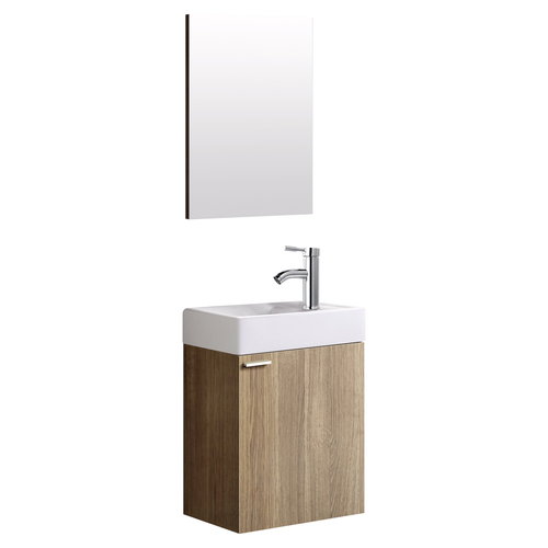 Fonteinkast Creavit Aloni Kleur Oak Onderkast Wastafel En Met Spiegel 40x22x60cm 