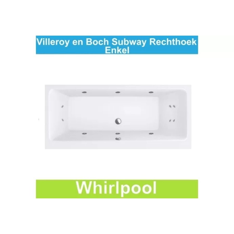 Ligbad Villeroy & Boch Subway 180x80 cm Balboa Whirlpool systeem Enkel