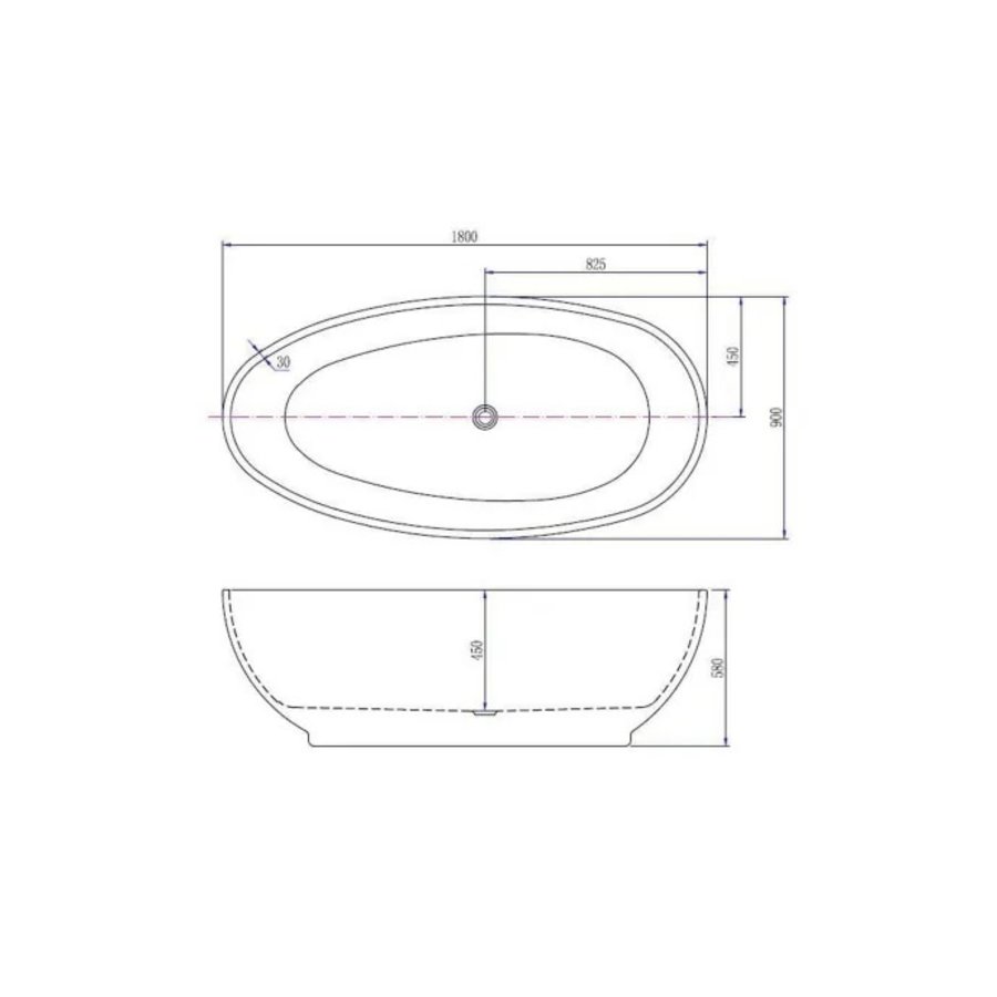 Vrijstaande Whirlpool Wiesbaden Ellips 180x90x58 cm Luchtsysteem Met Gunmetal Jets Wit