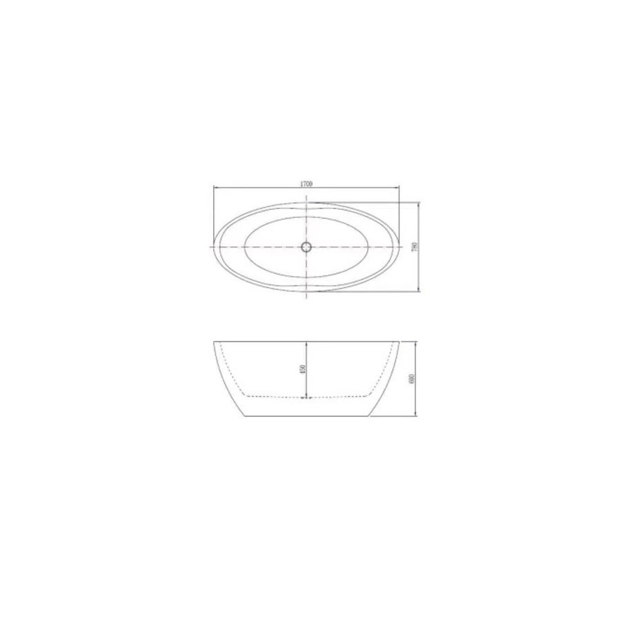 Vrijstaande Whirlpool Wiesbaden Oval 170x78x60 cm Luchtsysteem Mat Wit (afvoer optioneel)