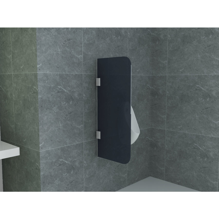 Urinoirscherm Schaamschot Aqua Splash Perry 40x90 cm Rookglas Zwart