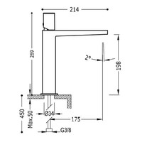 Wastafelmengkraan Tres Project 1-Knop Uitloop Recht 20 cm Rond Mat Zwart