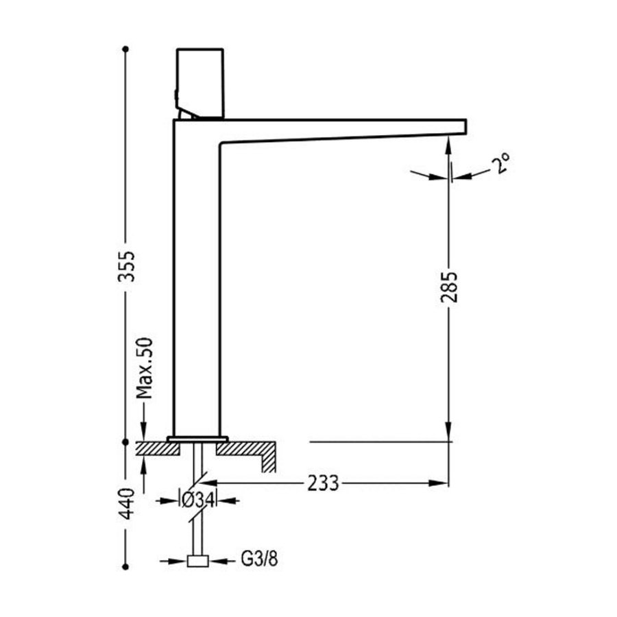 Wastafelmengkraan Tres Project 1-Knop Uitloop Recht 29 cm Rond Mat Zwart