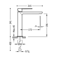 Wastafelmengkraan Tres Loft 1-Hendel Uitloop Recht 20 cm Rond Mat Zwart