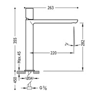 Wastafelmengkraan Tres Loft 1-Knop Uitloop Recht 28 cm Rond Mat Zwart